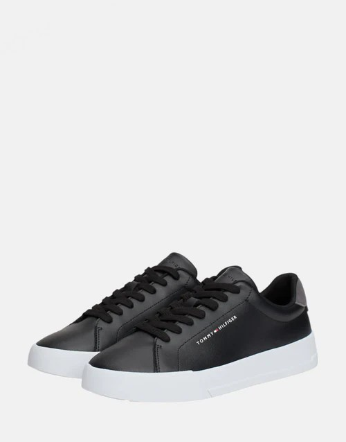 Tommy Hilfiger The Court Leather Grain Black Sneakers