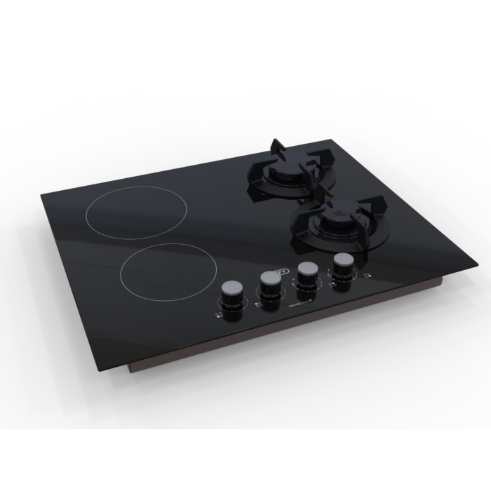 Defy 65cm Black Glass Combination Hob
