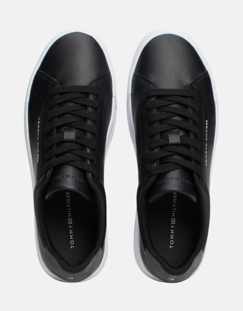 Tommy Hilfiger The Court Leather Grain Black Sneakers