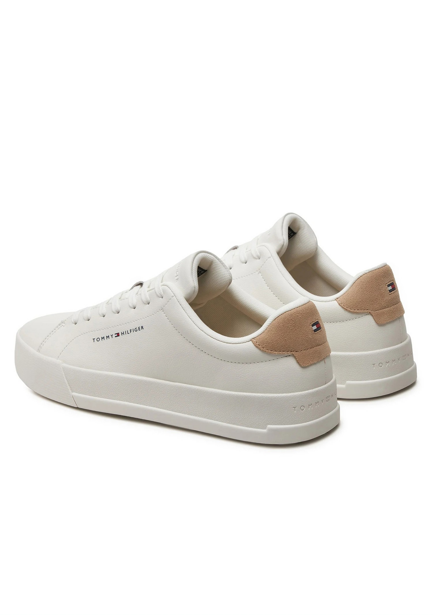 Tommy Hilfiger The Court Leather Grain Ecru Sneakers