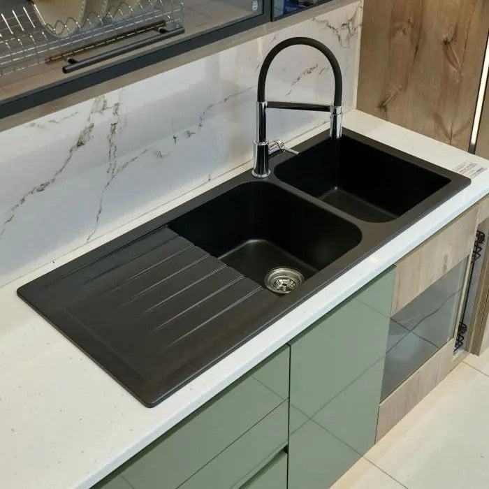 Galaxy Quartz Sink, Inset, DEB, Black, 1160mm x 500mm