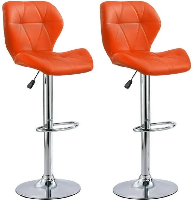 Leather Bar Stool (Finish Colour - Red) set of 2