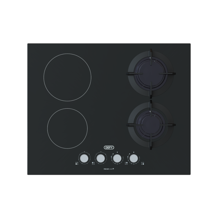 Defy 65cm Black Glass Combination Hob