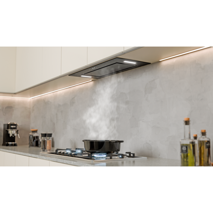 Falco 75cm Black Glass Built-In Extractor - FAL-75-BIG-B