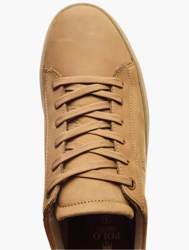 Polo Taupe Deboss Lace Up Sneakers