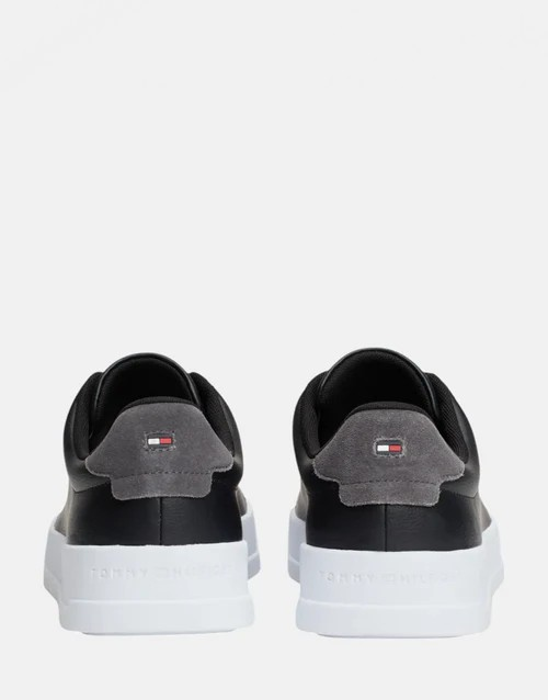 Tommy Hilfiger The Court Leather Grain Black Sneakers
