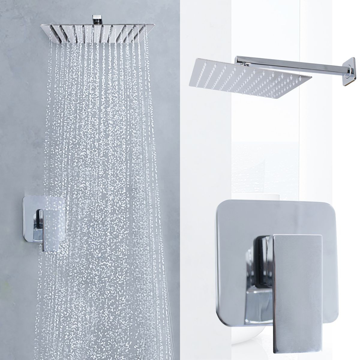Square Shower Mixer Head & Arm Set