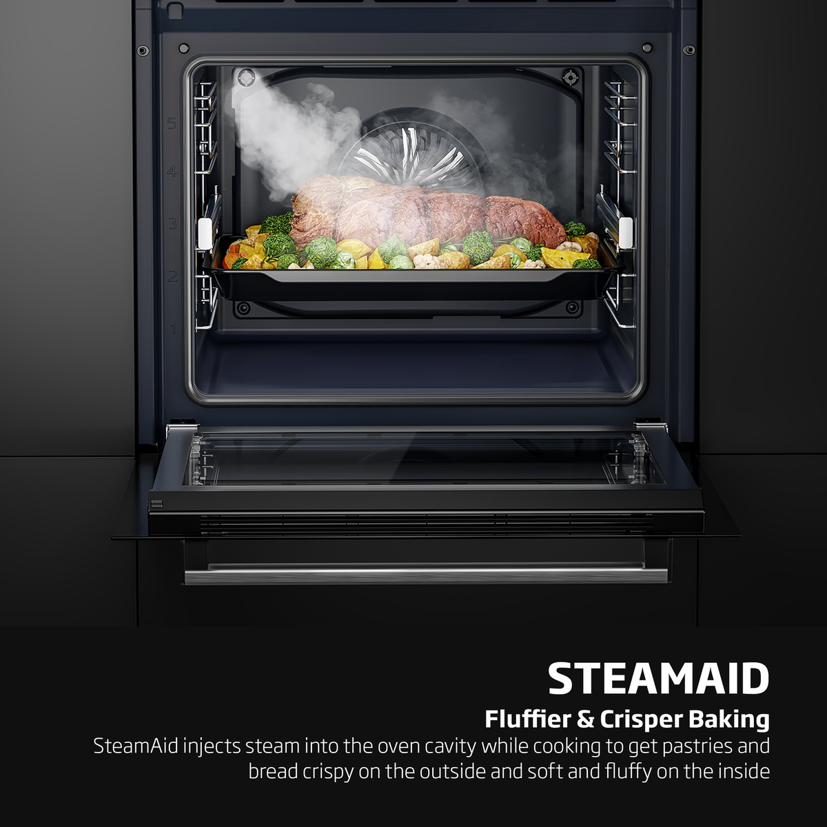 Beko 60cm Built-In Steam Assist Oven Black BBIS13300XMSE