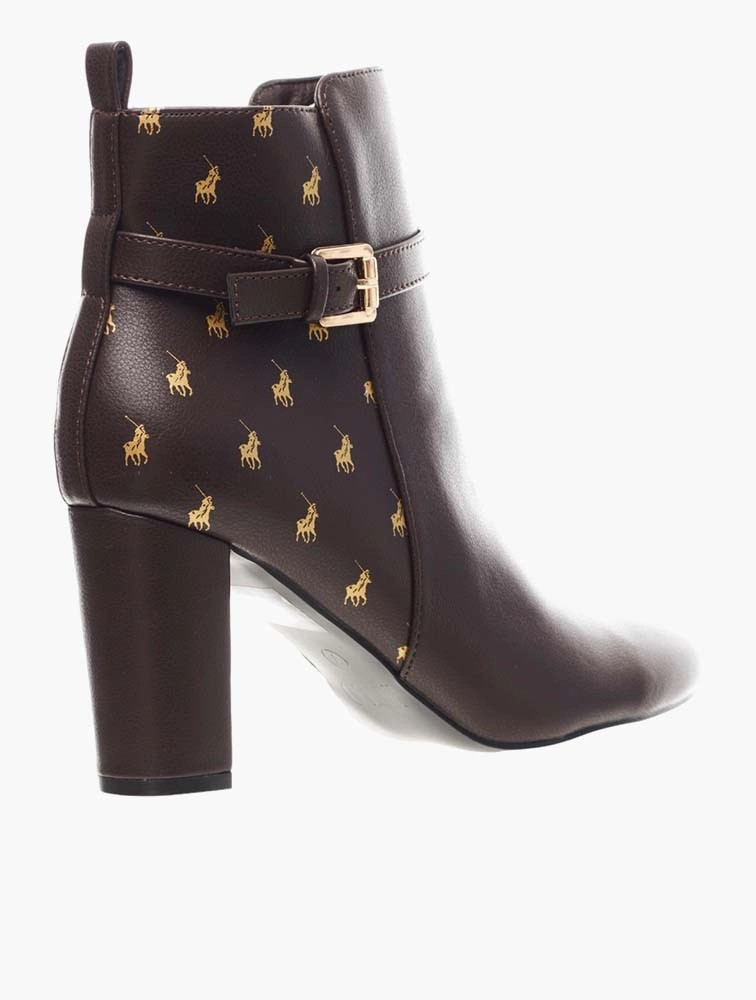 Polo Brown Monogram Buckle Boots