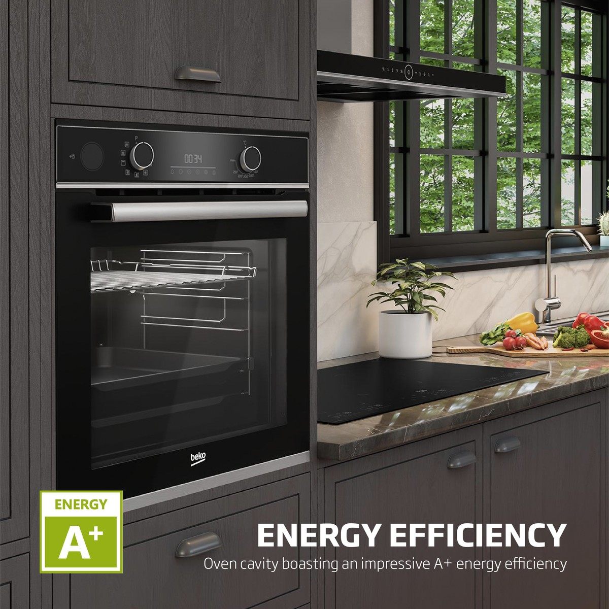 Beko 60cm Built-In Steam Assist Oven Black BBIS13300XMSE