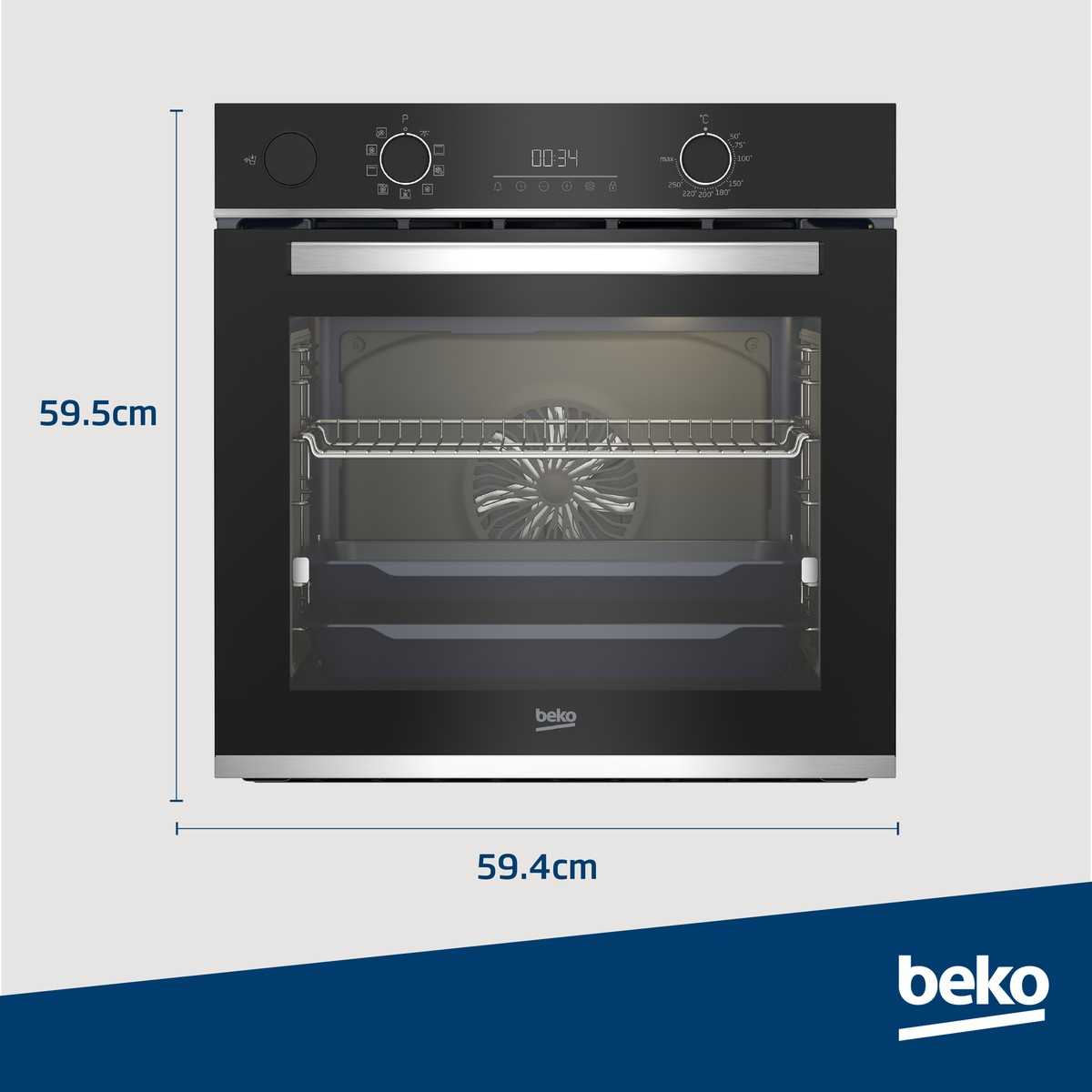 Beko 60cm Built-In Steam Assist Oven Black BBIS13300XMSE