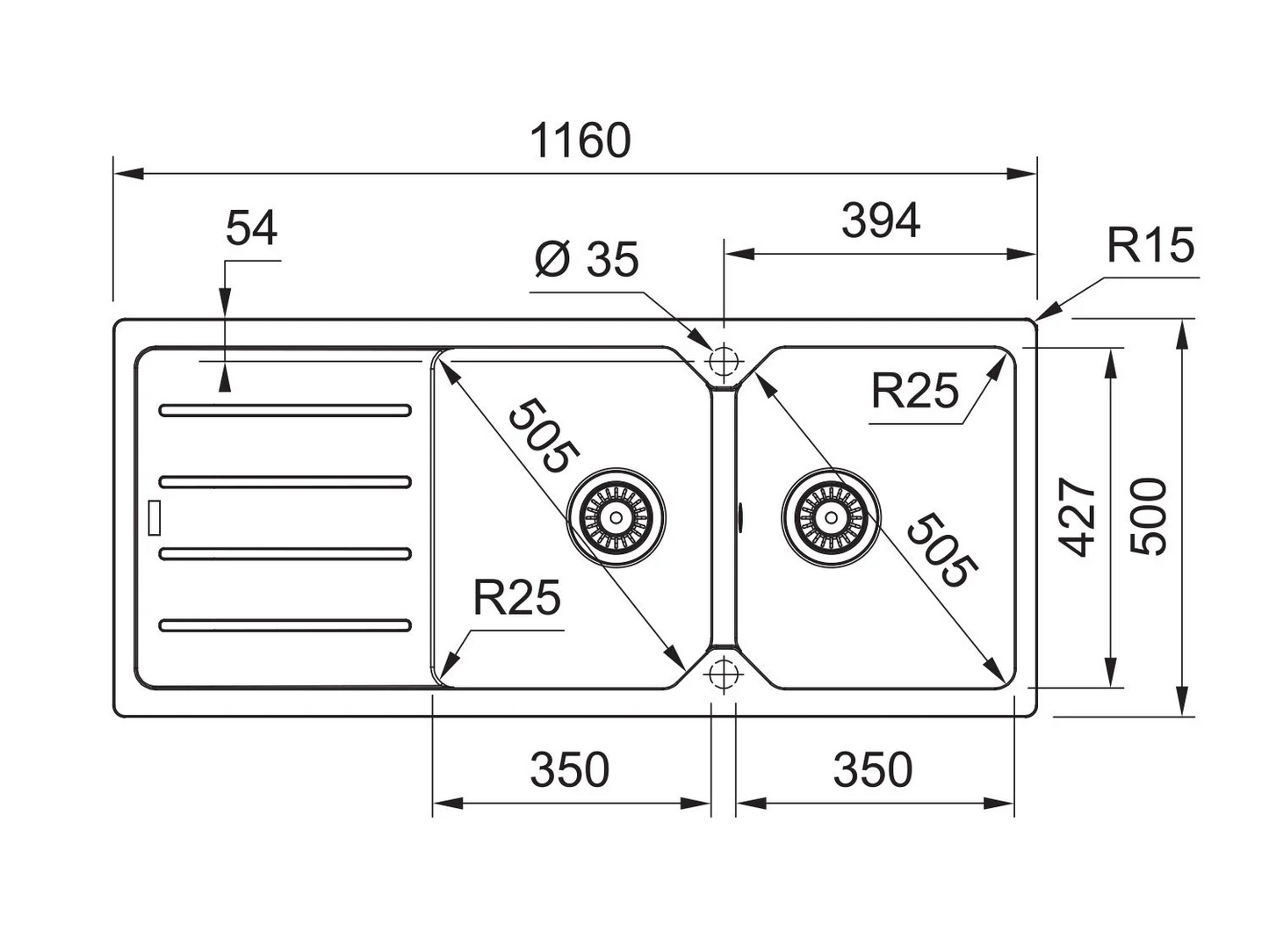 FRANKE, URBAN, FRAGRANITE,( Includes Waste Strainer and Traps ). Complete sink