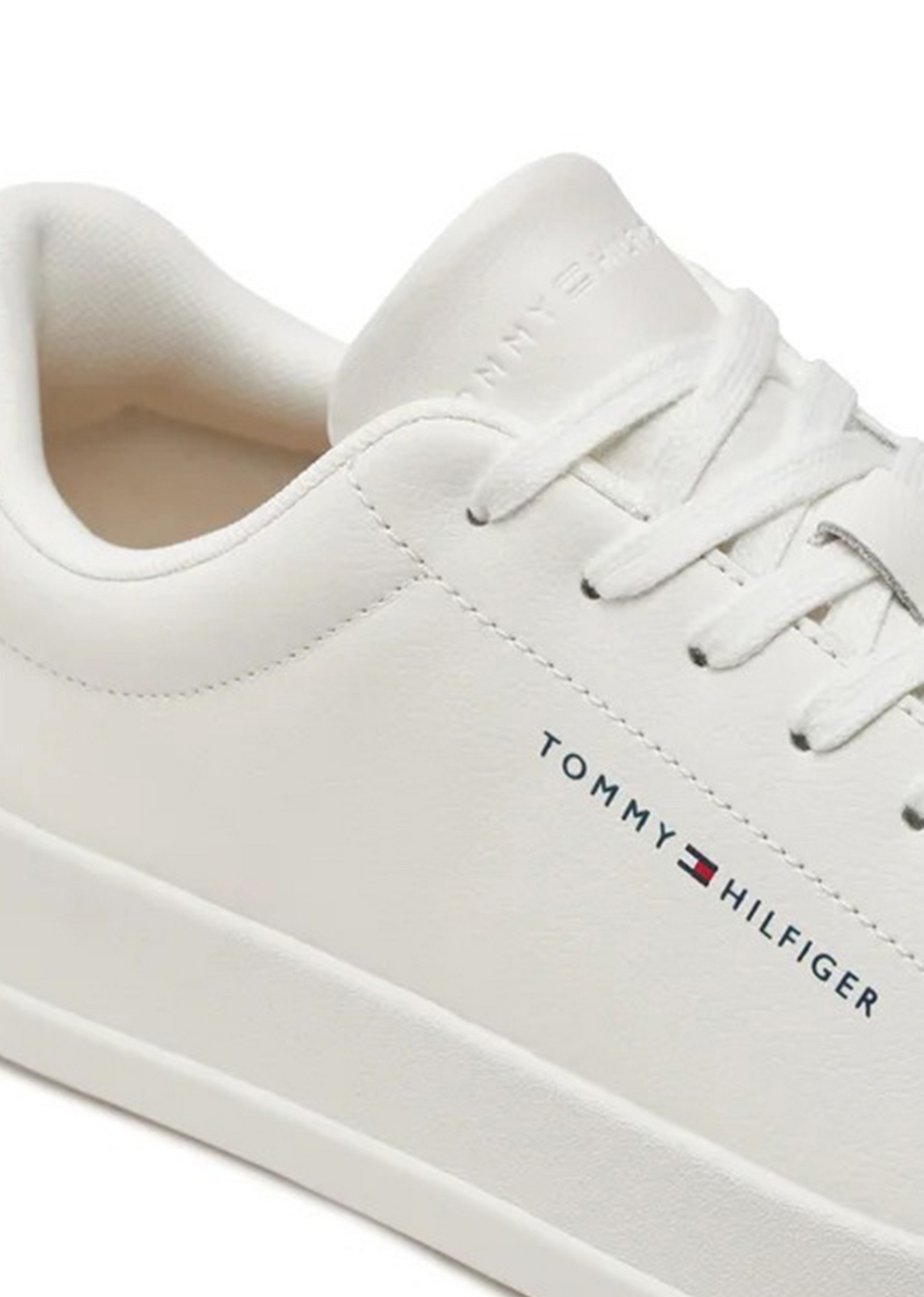 Tommy Hilfiger The Court Leather Grain Ecru Sneakers
