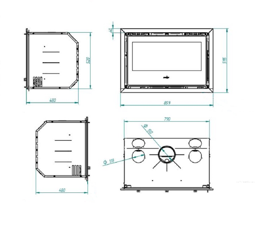 GALAXY 80 (BLACK FRAMELESS GLASS)- BUILT-IN FIREPLACE