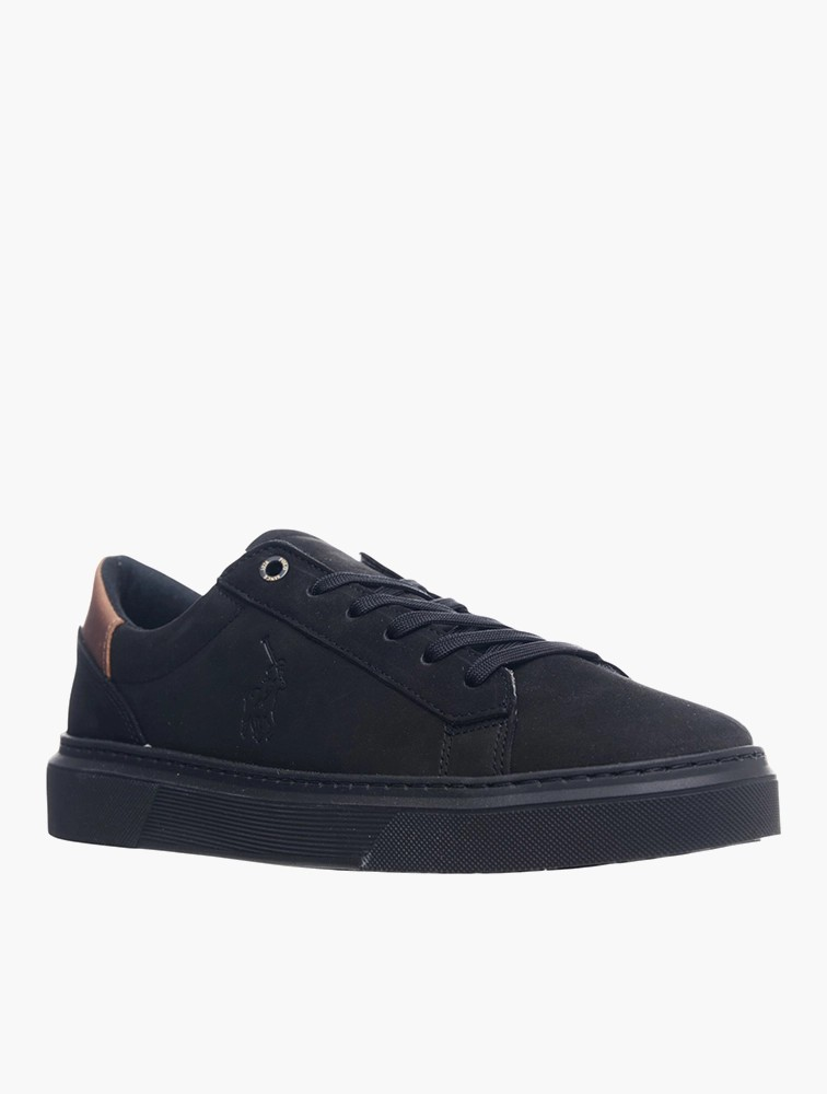 Polo Black Deboss Lace Up Sneakers