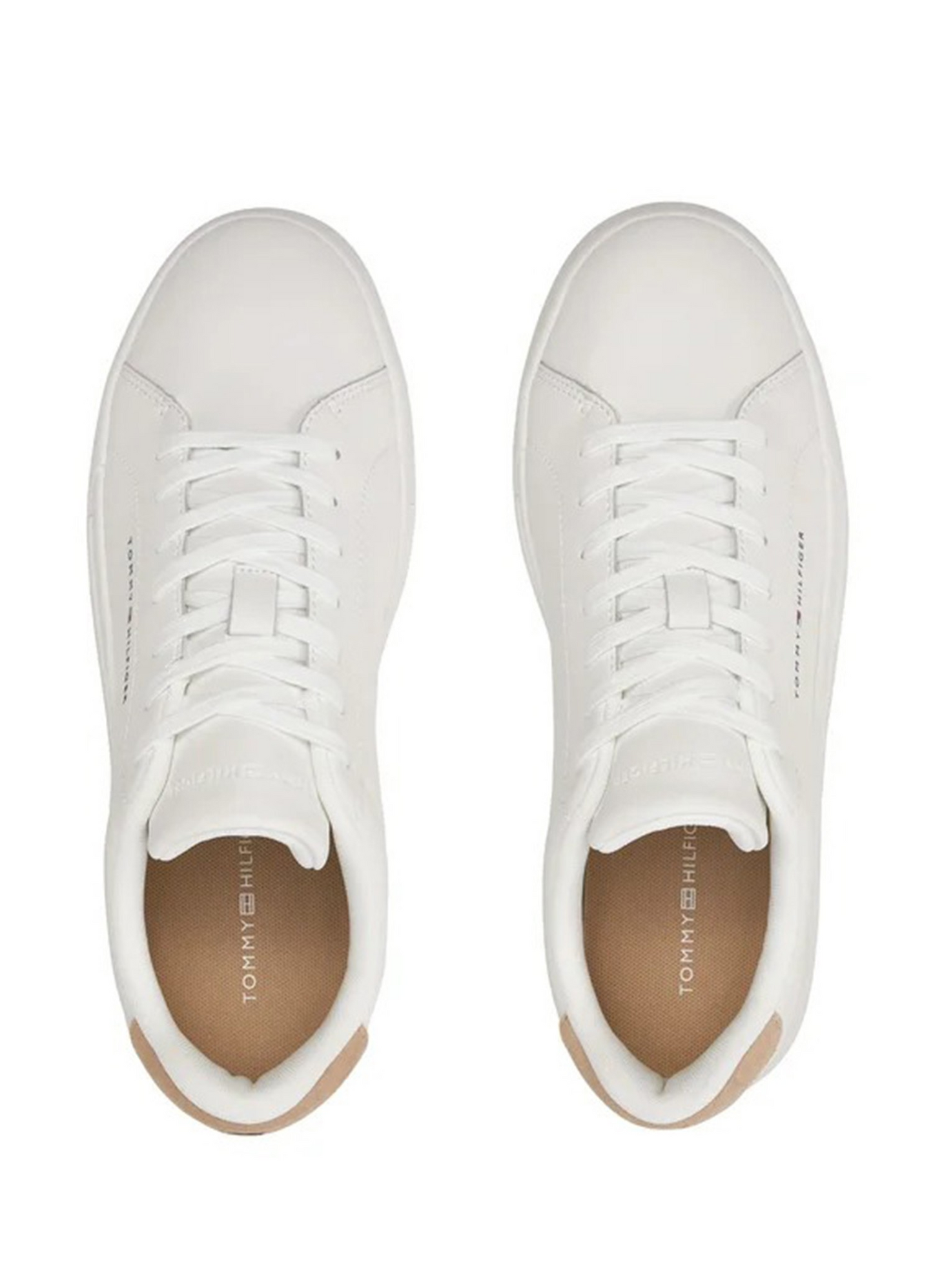 Tommy Hilfiger The Court Leather Grain Ecru Sneakers