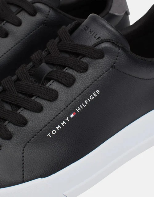 Tommy Hilfiger The Court Leather Grain Black Sneakers