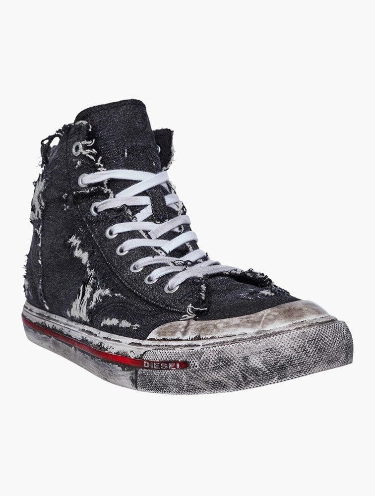 Diesel Black Distressed High Top Sneakers