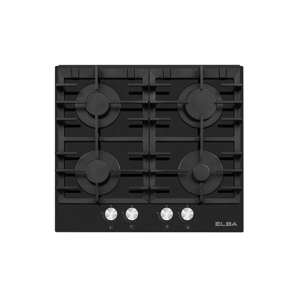 Elba 60cm Black Glass 4 Burner Gas Hob - 04/t65-450G