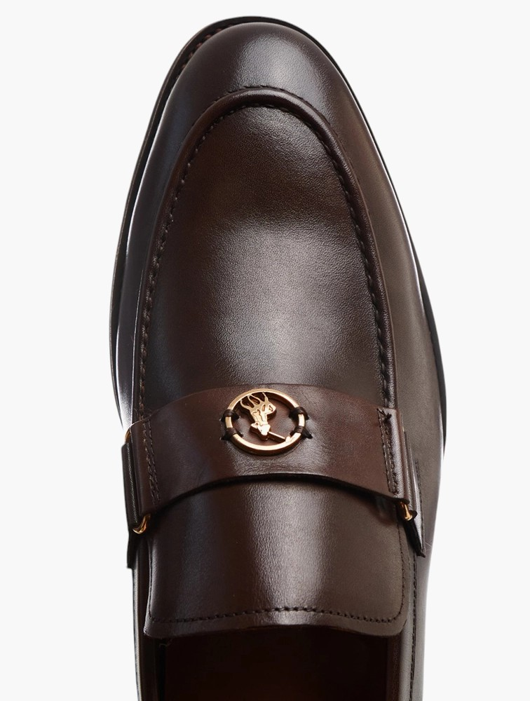 Polo Brown Circle Pony Trim Penny Loafer