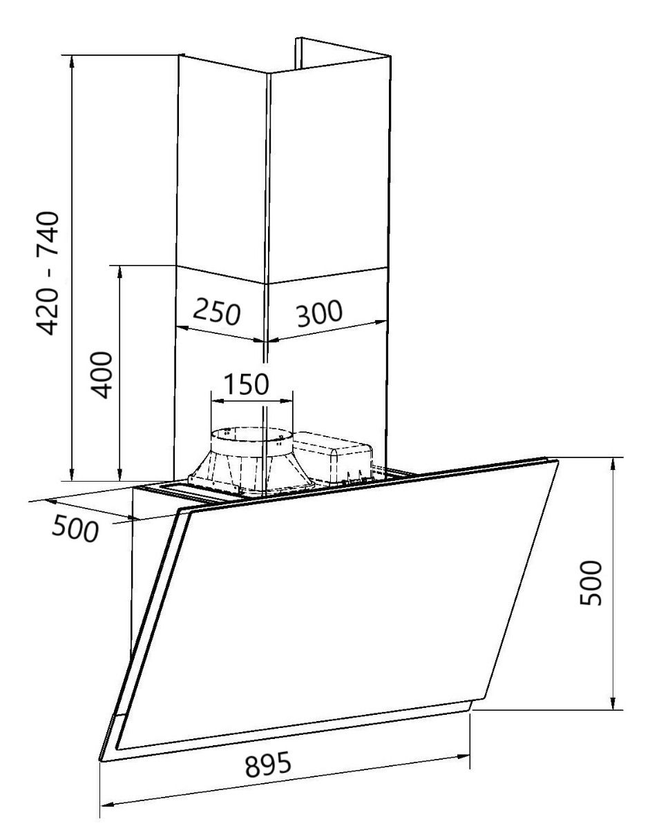 Falco 90cm Wall Mounted Extractor - FAL-9088