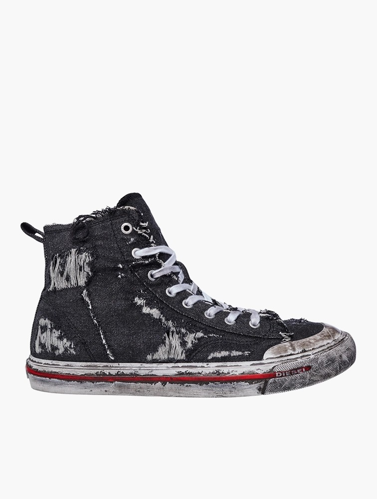 Diesel Black Distressed High Top Sneakers