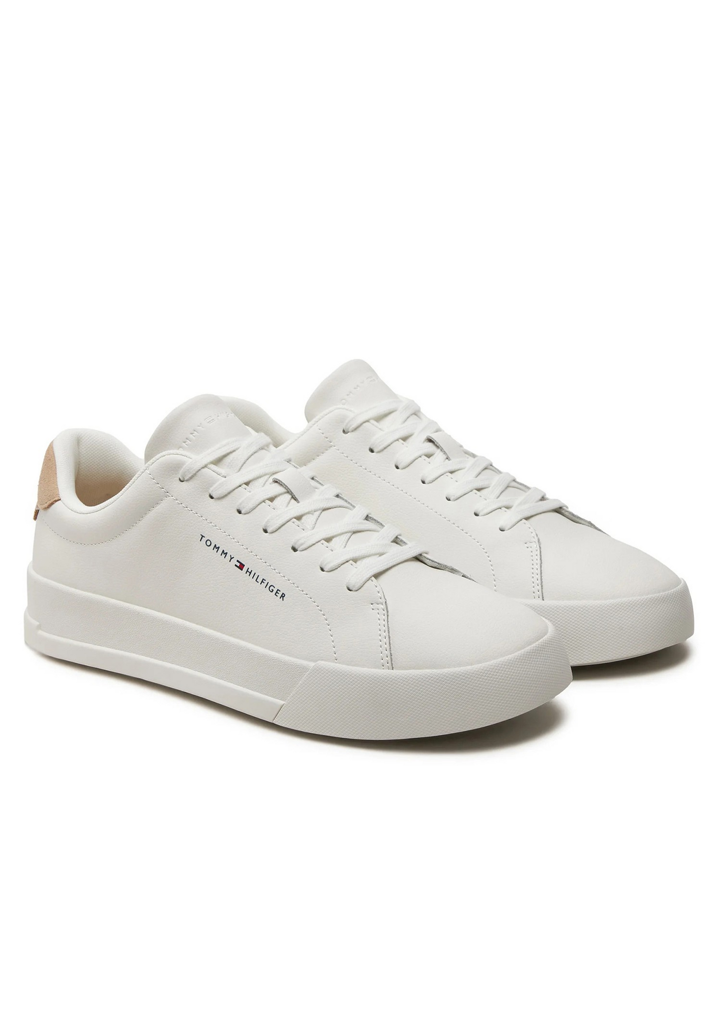 Tommy Hilfiger The Court Leather Grain Ecru Sneakers