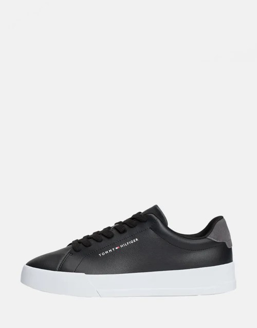 Tommy Hilfiger The Court Leather Grain Black Sneakers