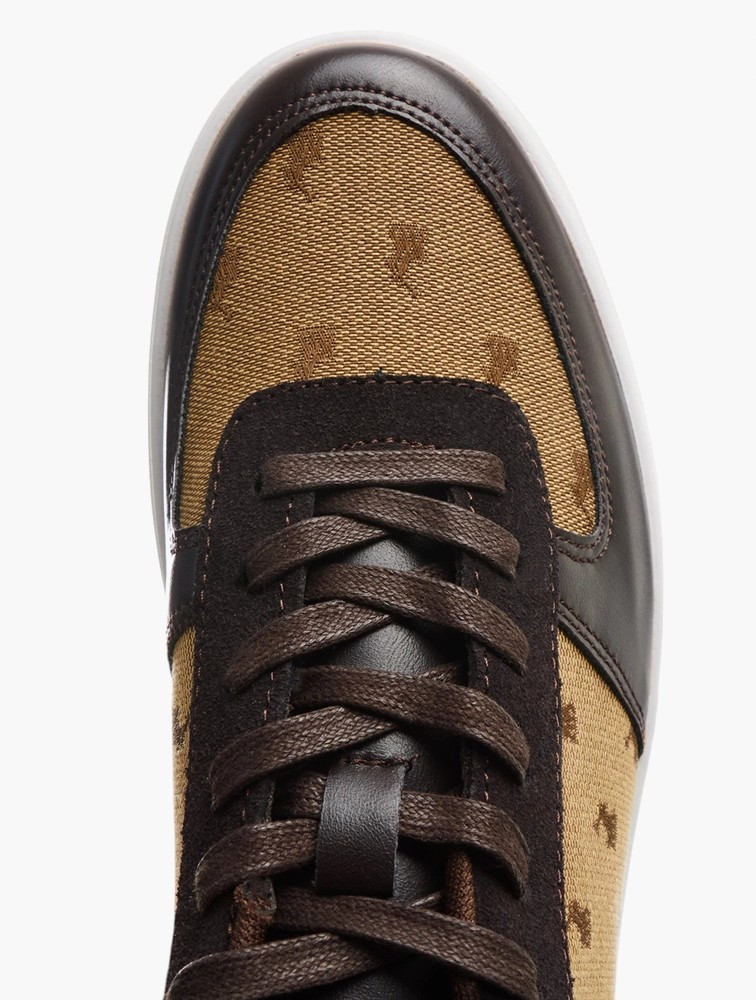 Polo Stone Colour Block Monogram Lace Up Sneakers