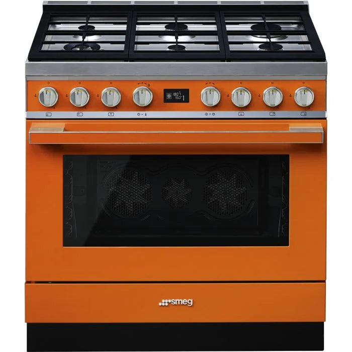 Smeg 90cm Orange Portofino Gas Stove - CPF9GMOR