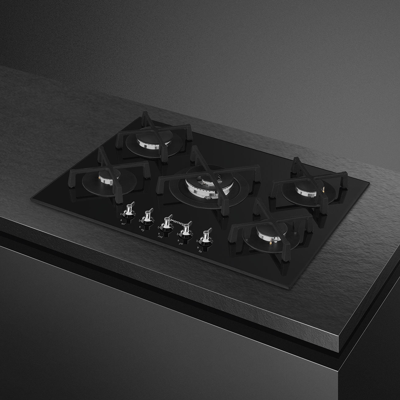 Smeg 72cm Classica Black Gas-On-Glass Hob – PV375NSA