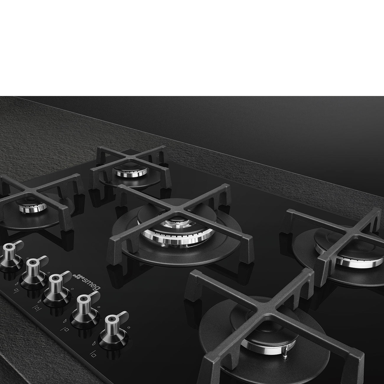Smeg 72cm Classica Black Gas-On-Glass Hob – PV375NSA