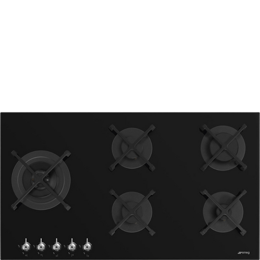 Smeg 90cm Classica Ultra-Low Profile Black Gas on Glass Hob – PV395LNSA2