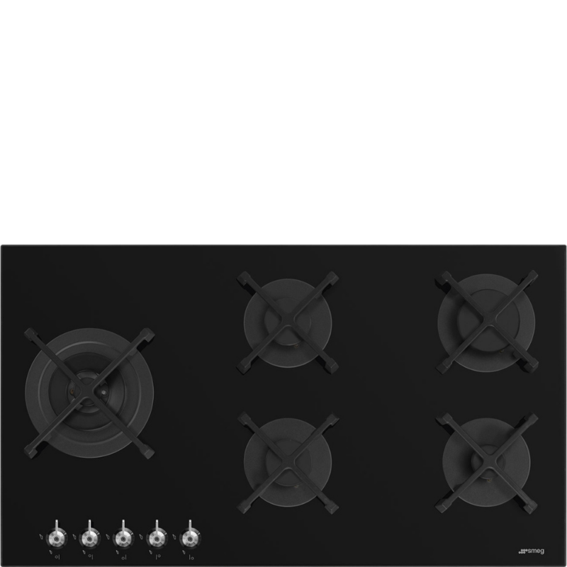 Smeg 90cm Classica UltraLow Profile Black Gas on Glass Hob PV395LNS