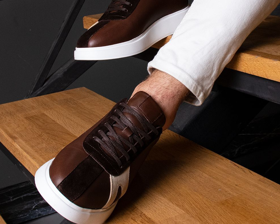 LIZZIO-Coffee Brown Rio Men Leather Sneakers