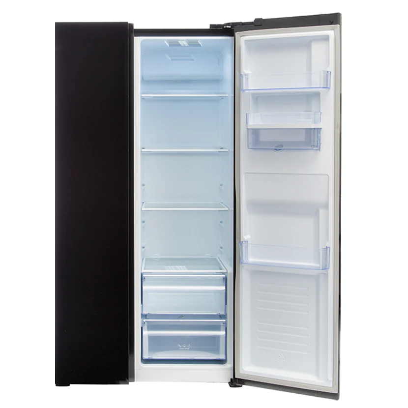 Defy 496Lt Black Glass Side by Side WD Fridge - DFF456