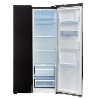 Defy 496Lt Black Glass Side by Side WD Fridge - DFF456