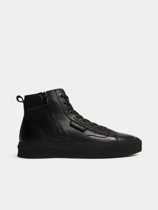 Fabiani Men's Black Leather Apron High Top Sneaker