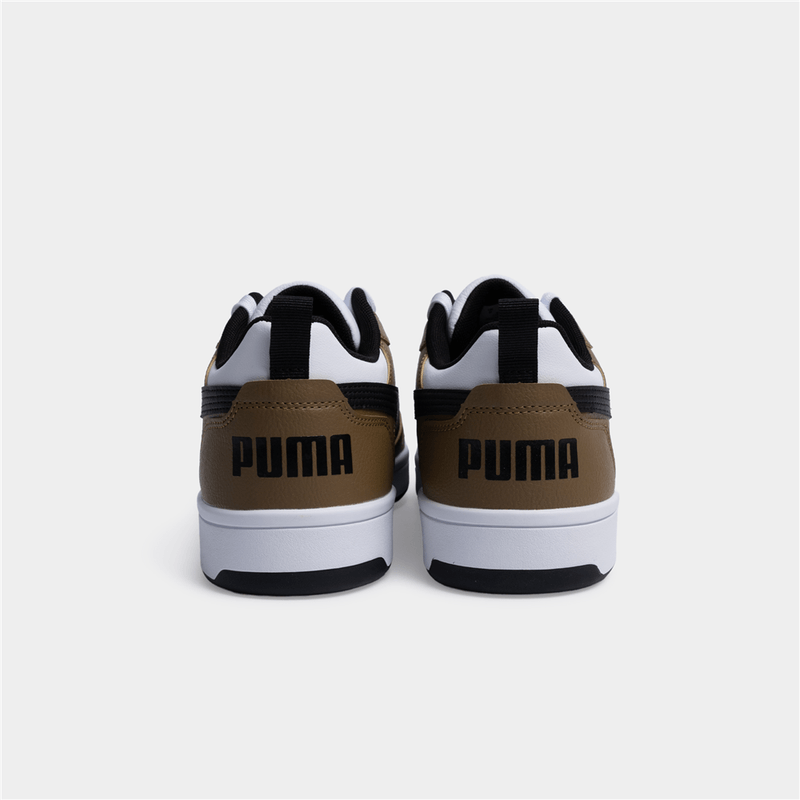 Mens Puma Rebound V6 White/Chocolate Sneaker