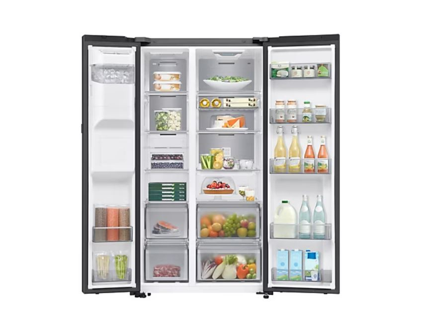 Samsung 594l Black Bespoke AI Side By Side Fridge Freezer with 9″ AI Home Screen – RS90F64D2FFA