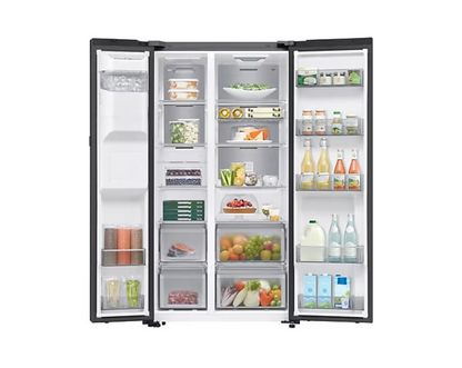 Samsung 594l Black Bespoke AI Side By Side Fridge Freezer with 9″ AI Home Screen – RS90F64D2FFA