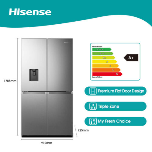 Hisense 579L Four Door Fridge Freezer Stainless Steel H750FS-WD