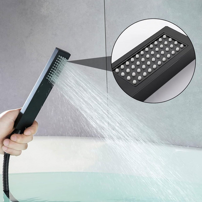 Wall Mount Brass Waterfall Bathtub Fauset with Hand Shower Hose