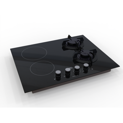Defy 65cm Black Glass Combination Hob