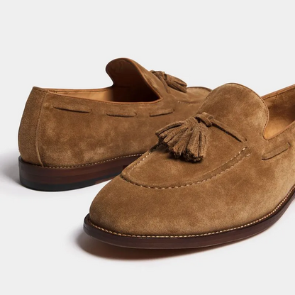 Fabiani Men's Suede Tan Tassel Loafers