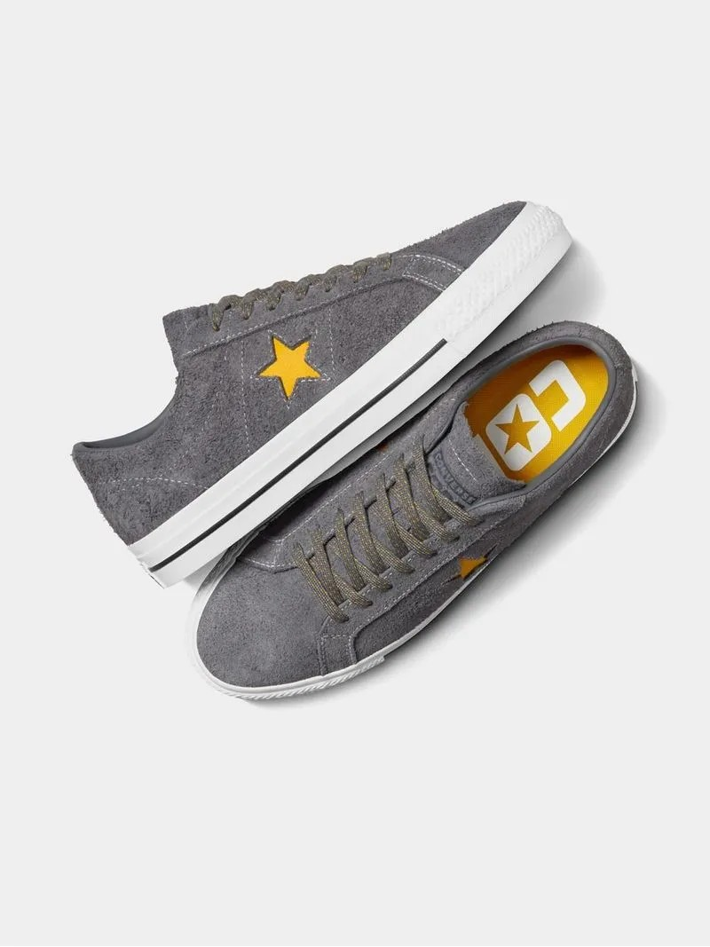 Converse Men's One Star Pro Grey/Yellow Sneaker