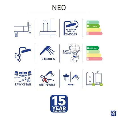 Sensea Neo Shower Column With Mixer Black