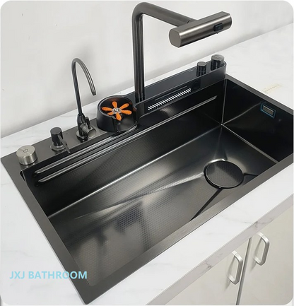 Black Multifunctional Kitchen Sink 7546HT-B