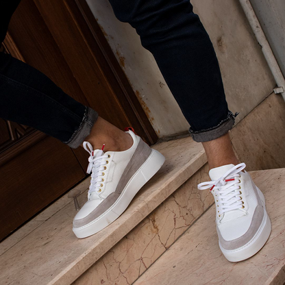 LIZZIO-D35 White Leather Sneakers