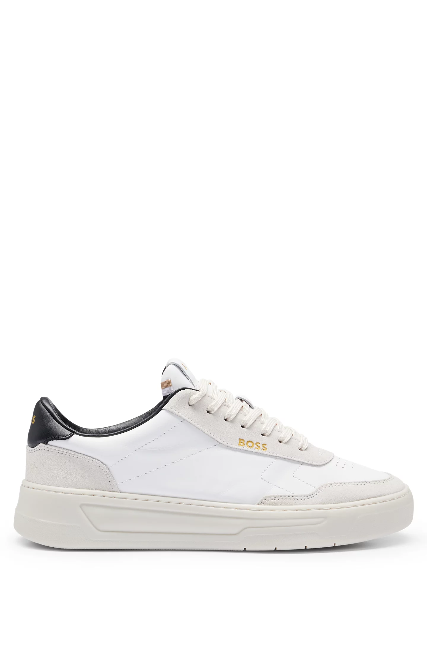 HUGO BOSS LOW-TOP TRAINERS IN LEATHER AND SUEDE